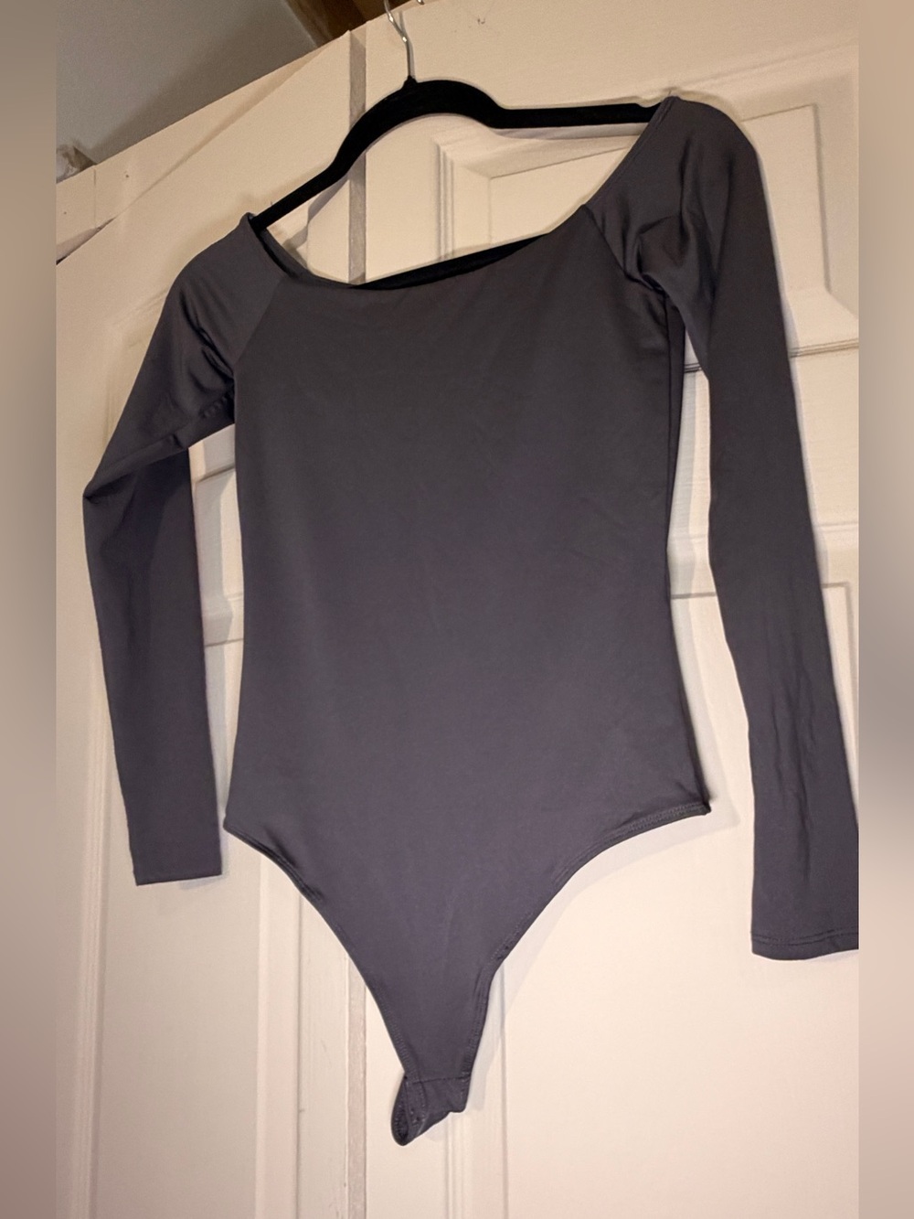 Women's Long Sleeve Gray and black Bodysuit - Classic Fitted Style